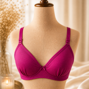 Elegant D Cup Double Layer Bra – Soft Banian Fabric Full Coverage Comfort Wear