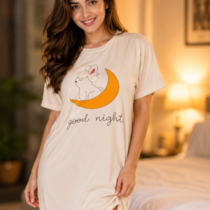 Premium Imported Moon Bunny Kaftan Nighty – Soft & Elegant Women's Lounge Wear -FREE SIZE
